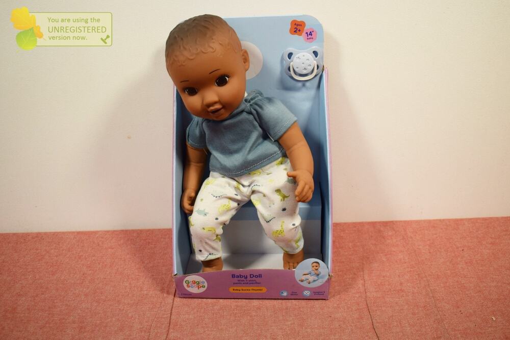 Gigglescape 14" Boy Baby Doll - Dark Brown Hair + Brown Eyes